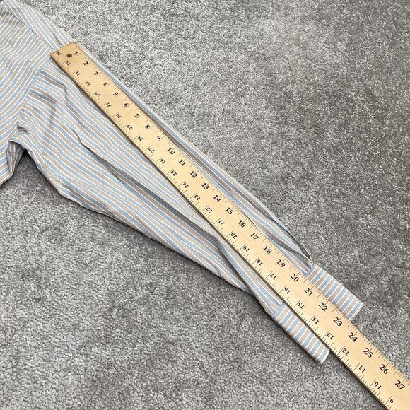 Oleg Cassini For Boonshaft Vintage Dress Shirt Mens 16 33 Brown Blue Striped USA - Picture 13 of 14